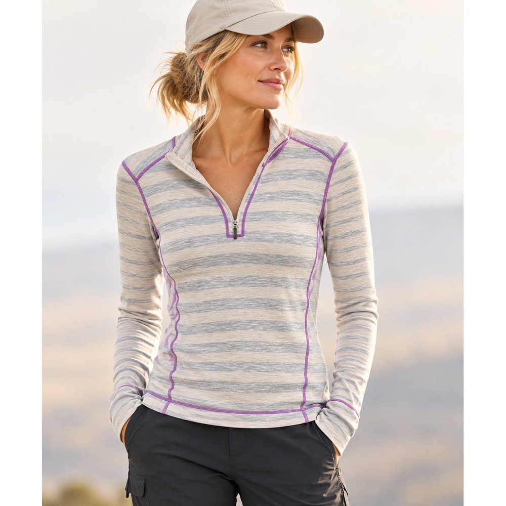 Dakini 100% Merino Wool Base Layer Quarter Zip Pullover Women's XS Hiking